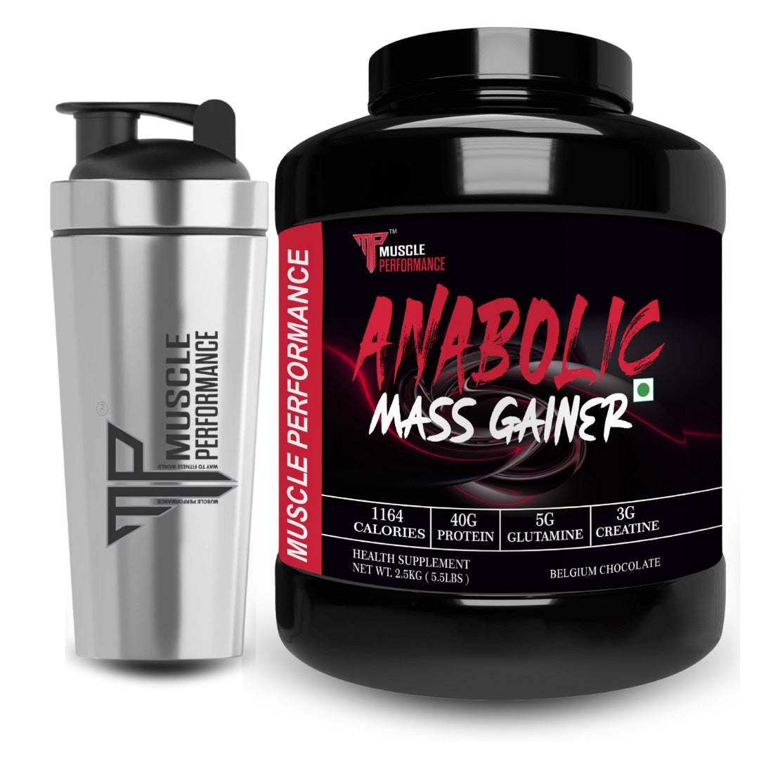 Muscle Performance Anabolic Mass Gainer With Steel Shaker  2.5kgs 5.5 LBS - MUSCLE PERFORMANCE