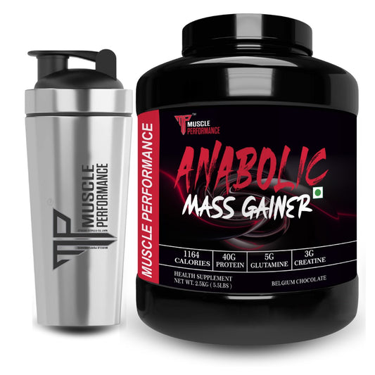 Muscle Performance Anabolic Mass Gainer With Steel Shaker  2.5kgs 5.5 LBS - MUSCLE PERFORMANCE