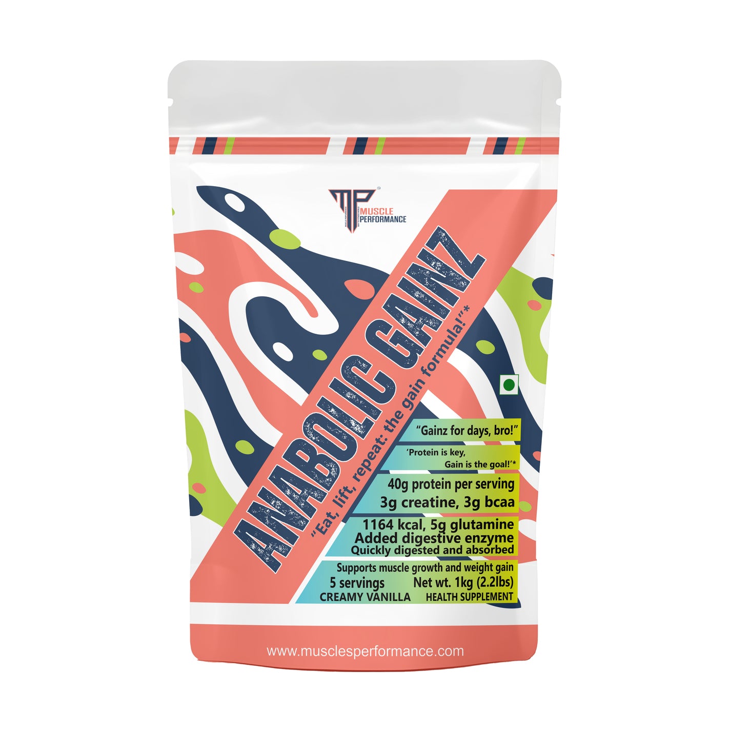 MUSCLE PERFORMANCE ANABOLIC GAINZ 1KG. 2.2LBS