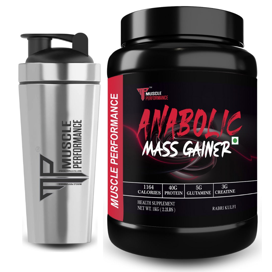 Muscle Performance Anabolic Mass Gainer With Steel Shaker 1kgs 2.2 LBS - MUSCLE PERFORMANCE