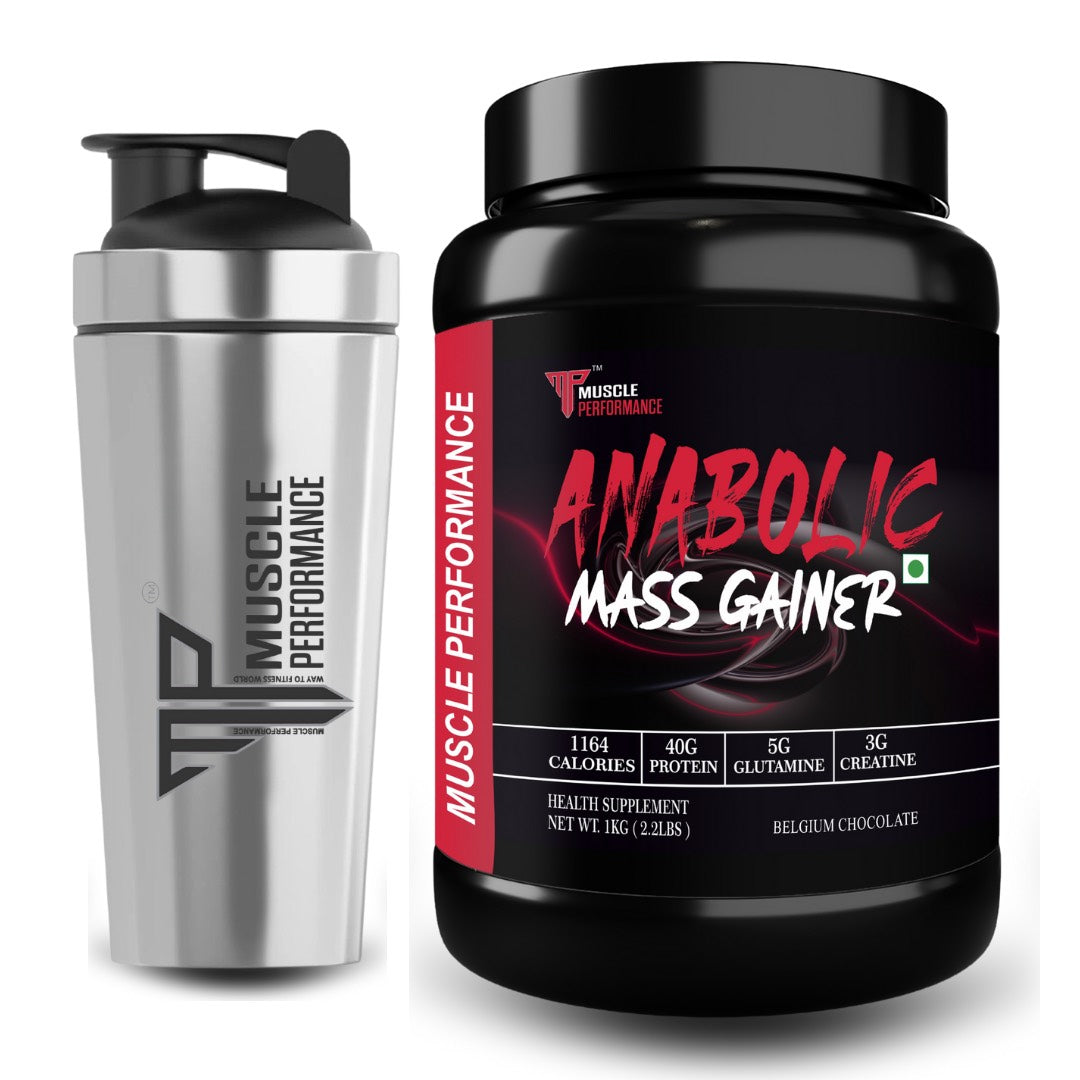 Muscle Performance Anabolic Mass Gainer With Steel Shaker 1kgs 2.2 LBS - MUSCLE PERFORMANCE