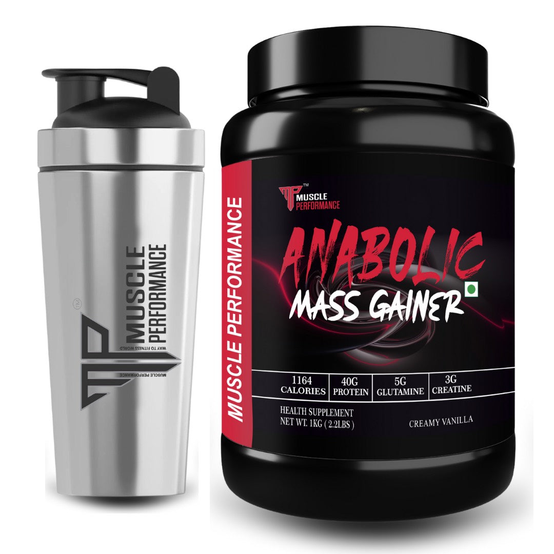 Muscle Performance Anabolic Mass Gainer With Steel Shaker 1kgs 2.2 LBS - MUSCLE PERFORMANCE