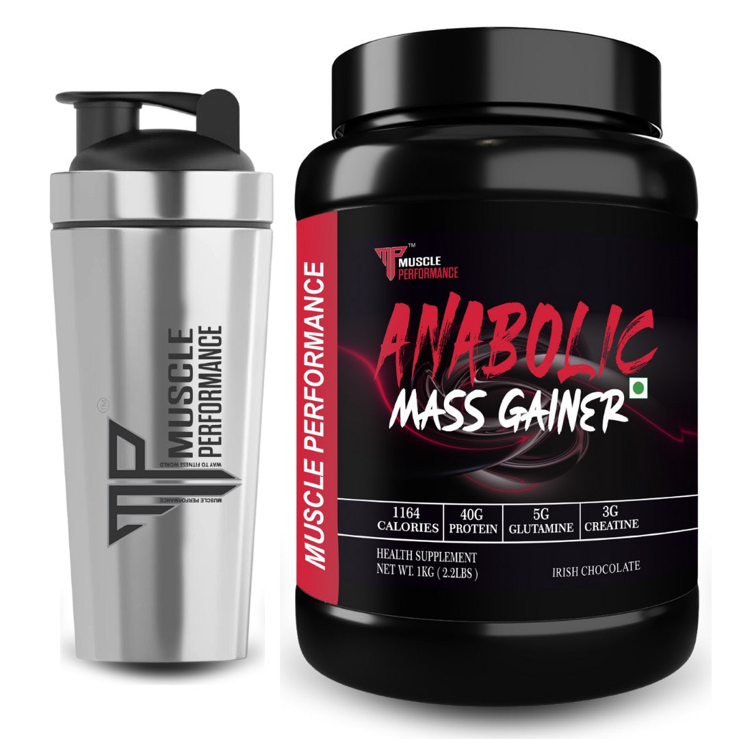 Muscle Performance Anabolic Mass Gainer With Steel Shaker 1kgs 2.2 LBS - MUSCLE PERFORMANCE