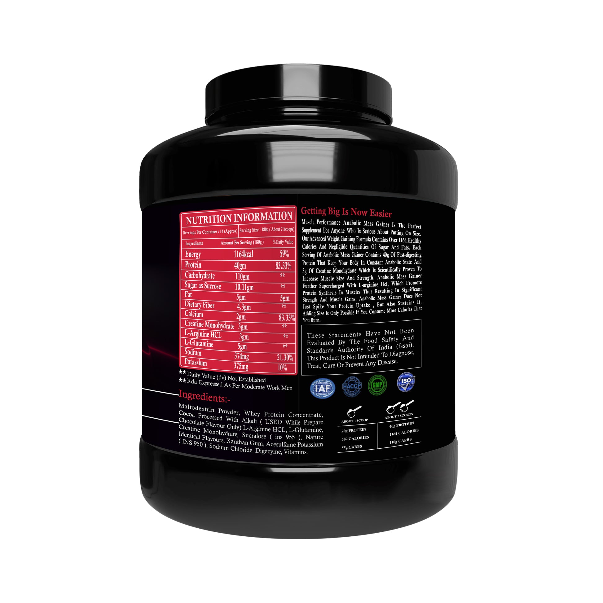 Muscle Performance Anabolic Mass Gainer  2.5kgs 5.5 LBS - Muscle Performance