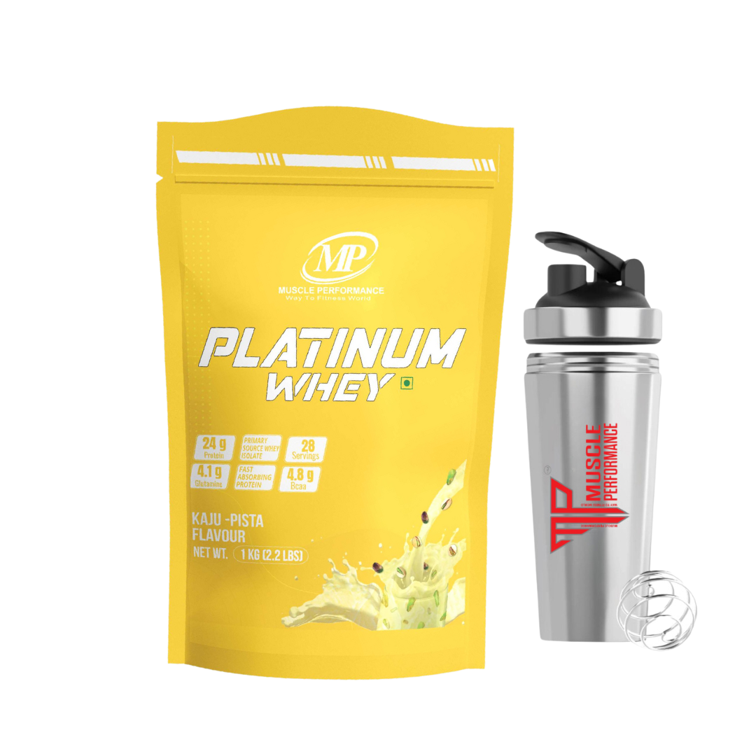 Muscle Performance Platinum Whey Protein With steel shaker (1kg 2.2 lbs, 28 servings - Muscle Performance