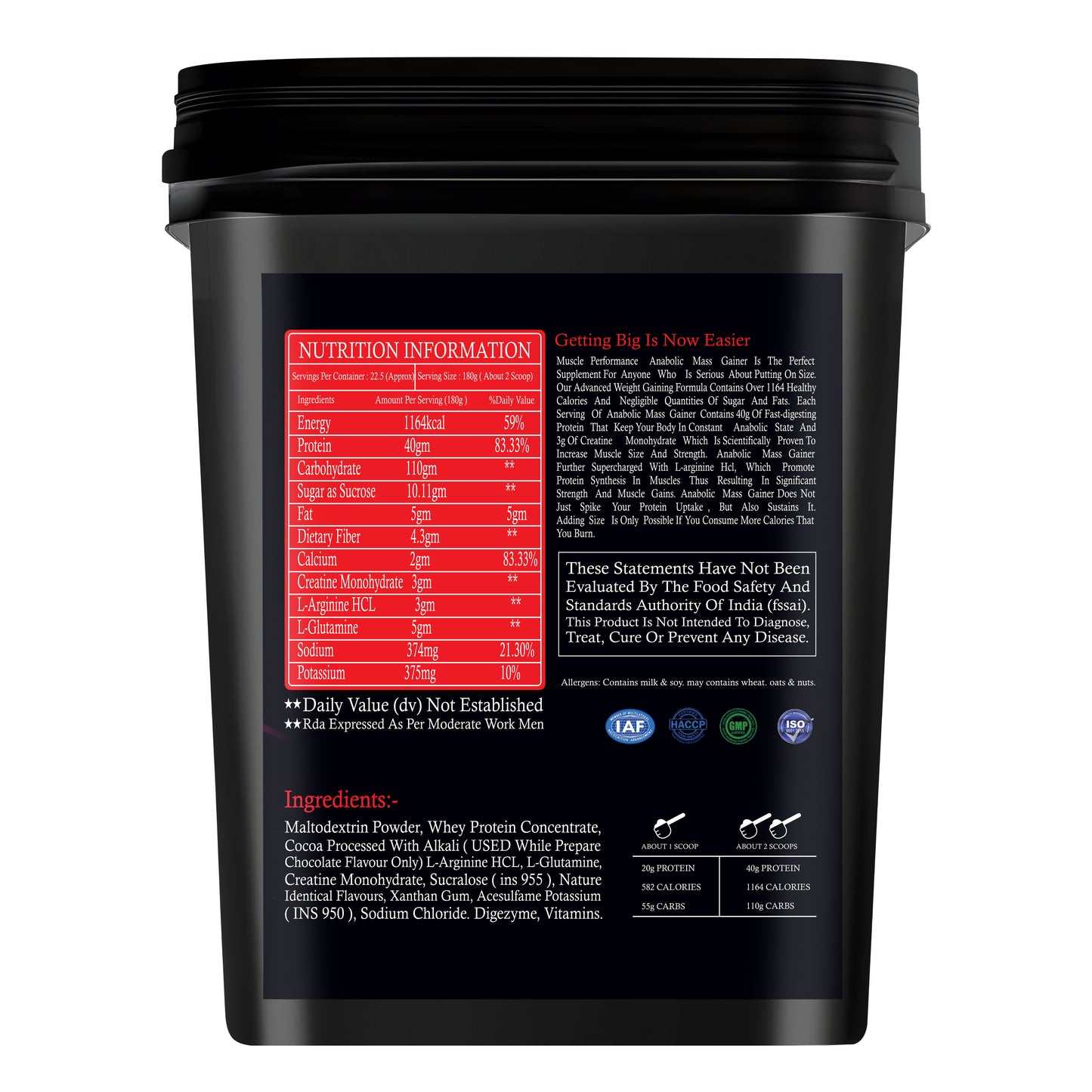 MUSCLE PERFORMANCE ANABOLIC MASS GAINER 4KG 8.8LBS