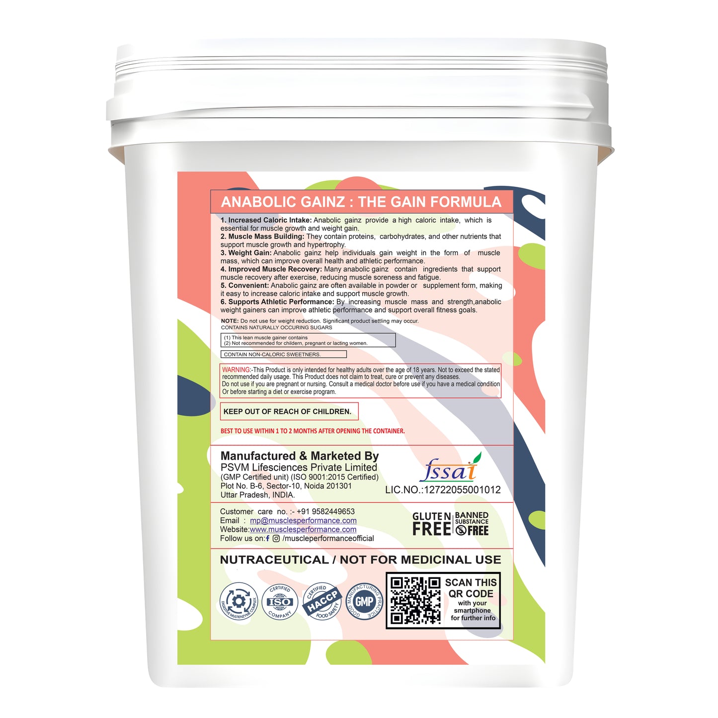MUSCLE PERFPRMANCE ANABOLIC GAINZ 4KG.8.8LBS