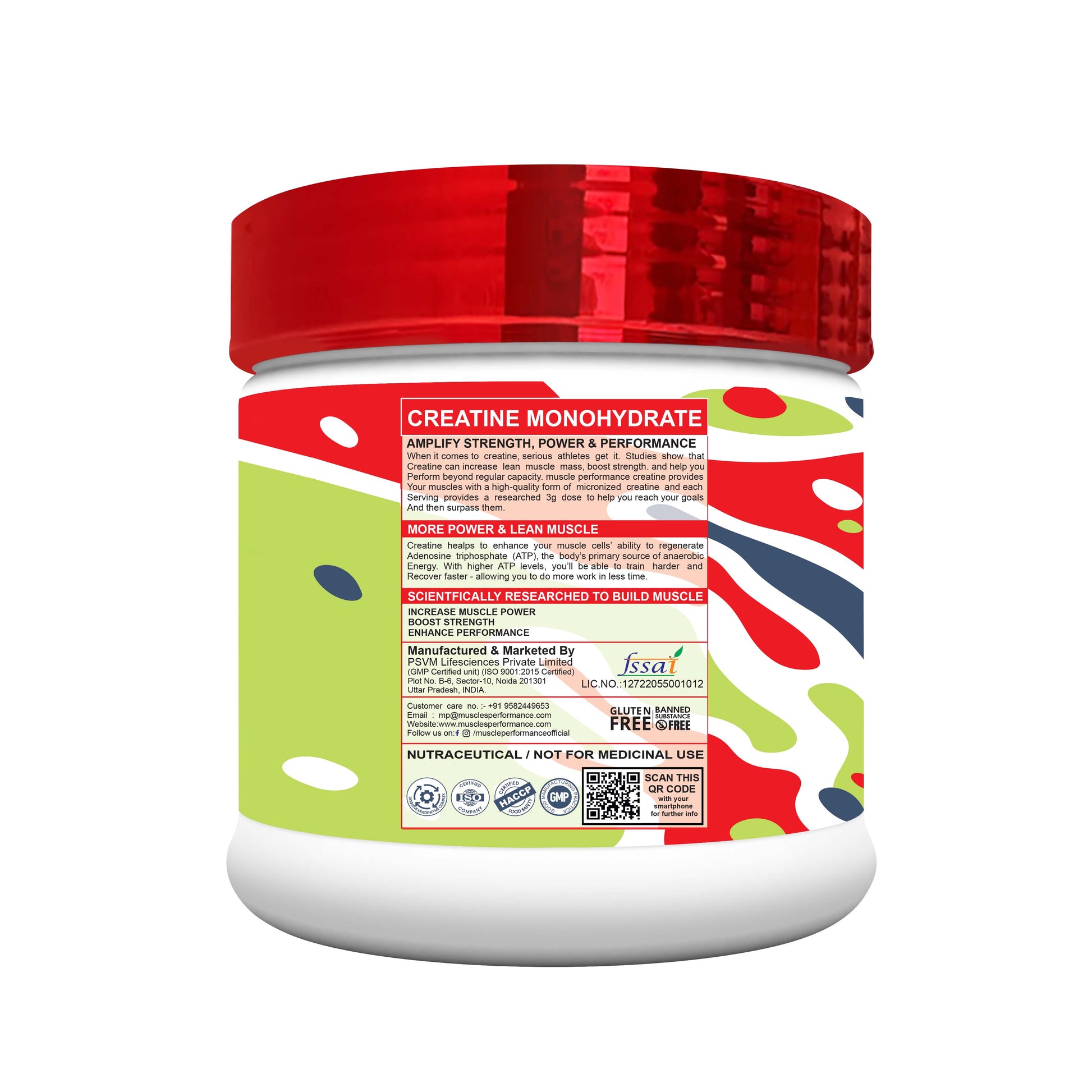 MUSCLE PERFORMANCE CREATINE MONOHYDRATE 300G, 100 SERVINGS - MUSCLE PERFORMANCE