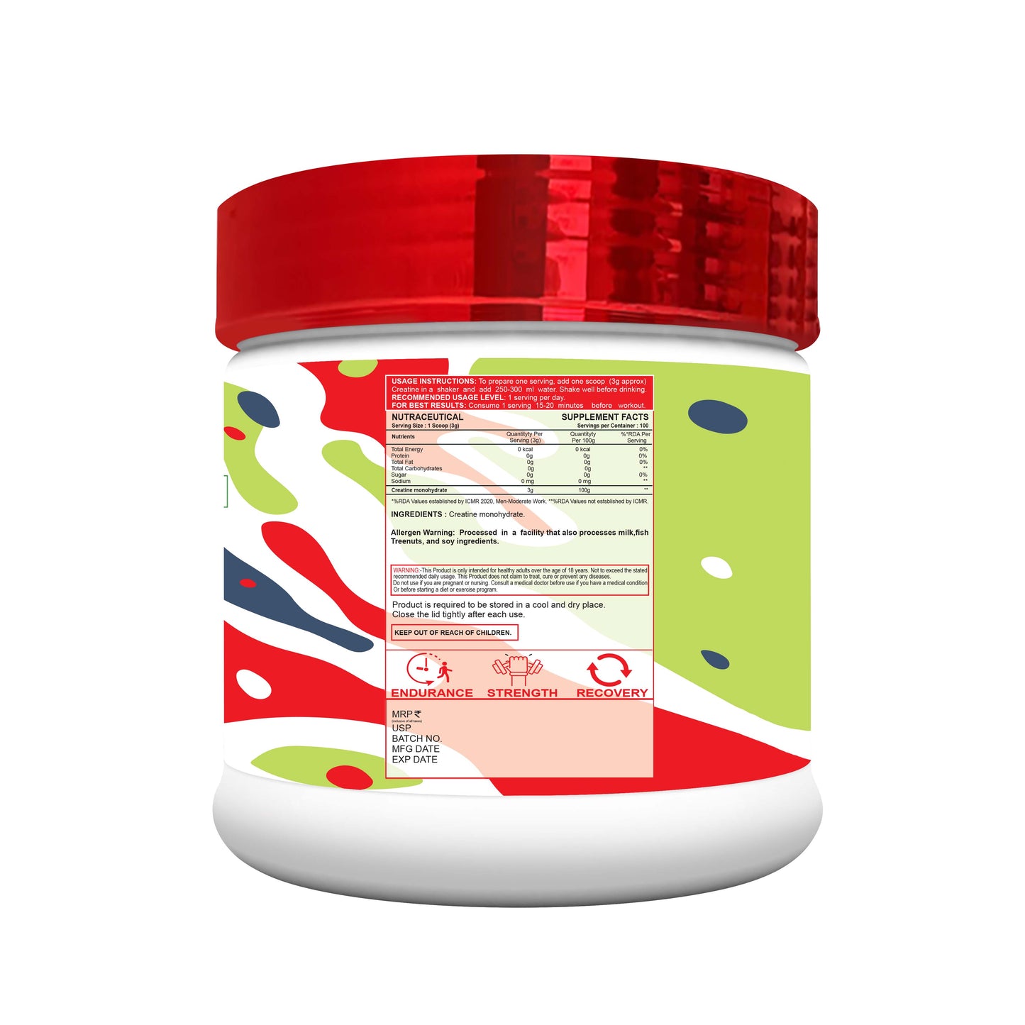 MUSCLE PERFORMANCE CREATINE MONOHYDRATE 300G, 100 SERVINGS - MUSCLE PERFORMANCE