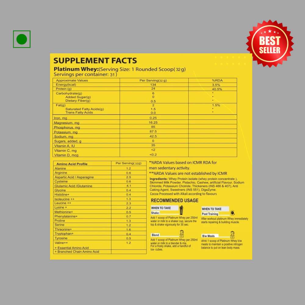 Muscle Performance Platinum Whey Protein With steel shaker 1kg 2.2 lbs, 31 servings - Muscle Performance