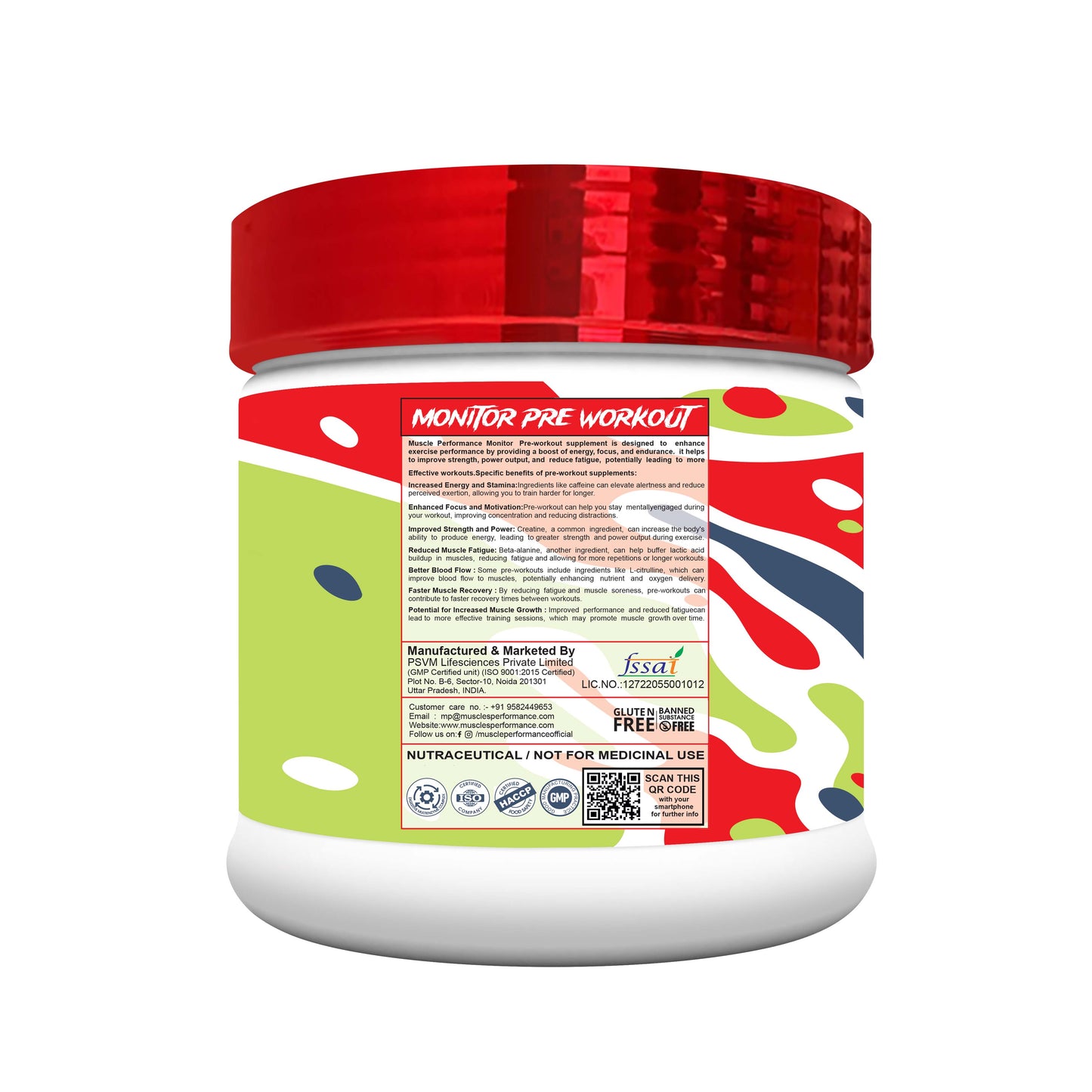 MUSCLE PERFORMANCE MONITER PRE-WORKOUT 400G, 33 SERVINGS - MUSCLE PERFORMANCE