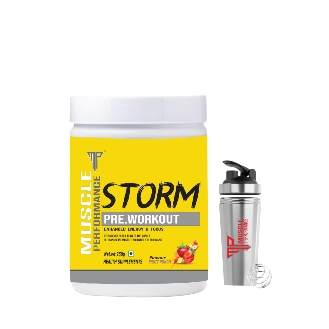 Muscle Performance Storm Pre-Workout With Steel Shaker 250gm -30 Servings - Muscle Performance