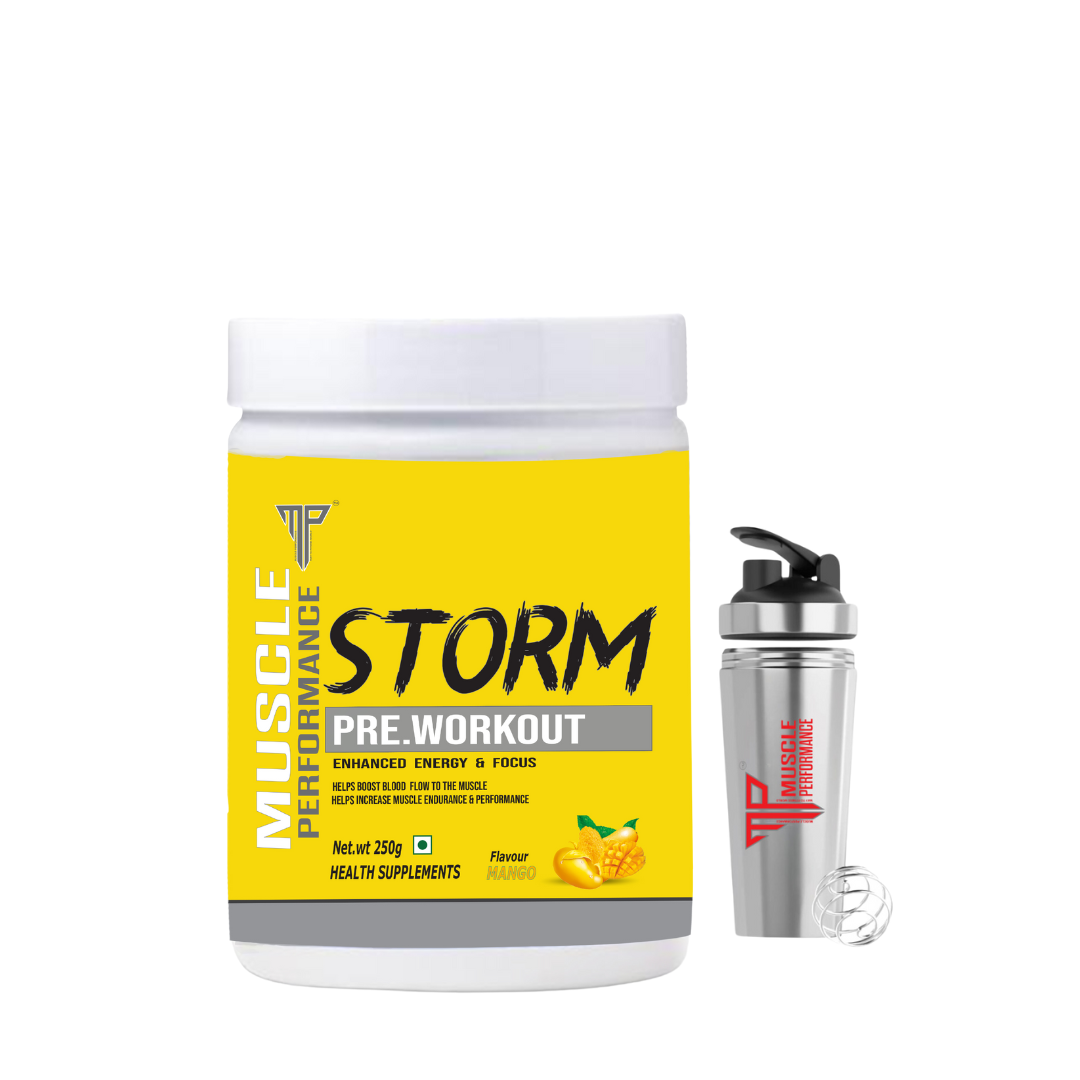 Muscle Performance Storm Pre-Workout With Steel Shaker 250gm -30 Servings - Muscle Performance