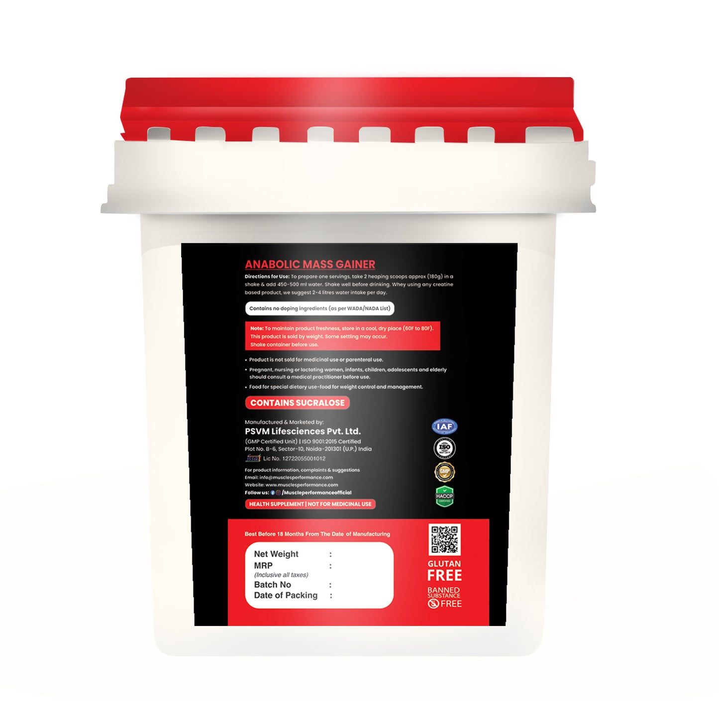Anabolic Mass Gainer 5kg 11lbs Irish Chocolate - Muscle Performance