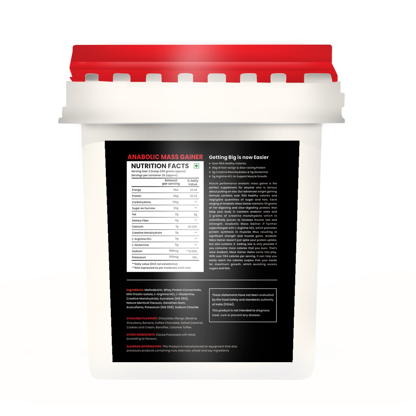 Anabolic Mass Gainer 5kg 11lbs Irish Chocolate - Muscle Performance