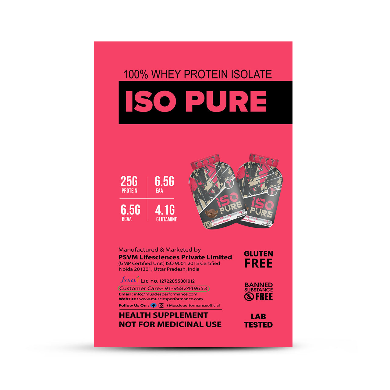 Muscle Performance iso Pure Whey Protein Isolate, 2kg 4.4lbs 62 Servings - Muscle Performance